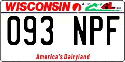 WI license plate 093NPF