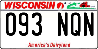 WI license plate 093NQN