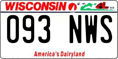 WI license plate 093NWS