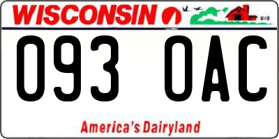 WI license plate 093OAC