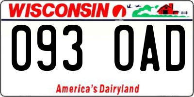 WI license plate 093OAD