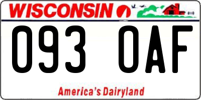 WI license plate 093OAF