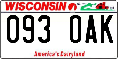 WI license plate 093OAK