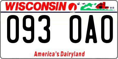 WI license plate 093OAO