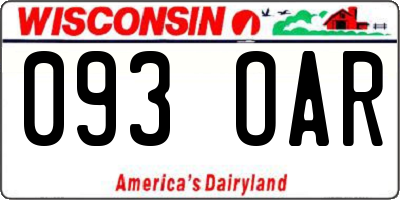 WI license plate 093OAR