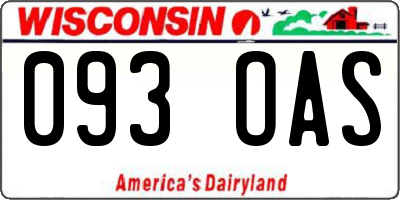 WI license plate 093OAS