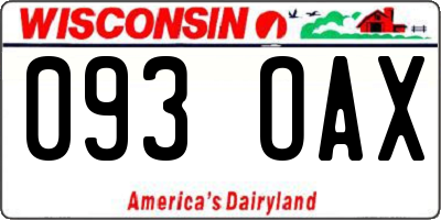 WI license plate 093OAX