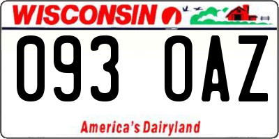 WI license plate 093OAZ