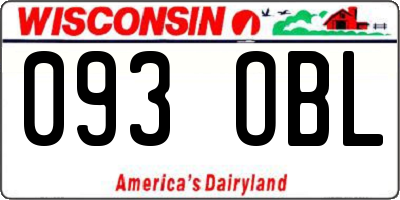 WI license plate 093OBL