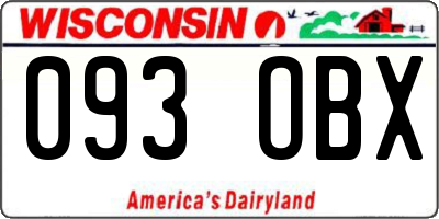 WI license plate 093OBX