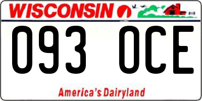 WI license plate 093OCE