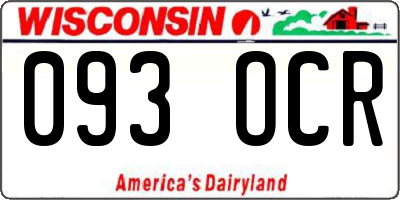 WI license plate 093OCR