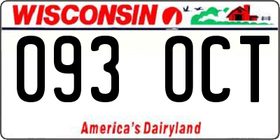 WI license plate 093OCT