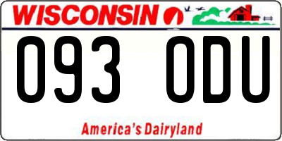 WI license plate 093ODU