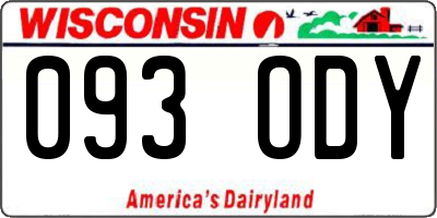 WI license plate 093ODY