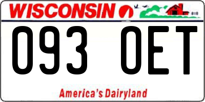 WI license plate 093OET