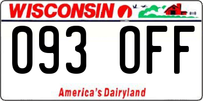 WI license plate 093OFF