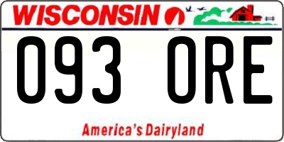 WI license plate 093ORE