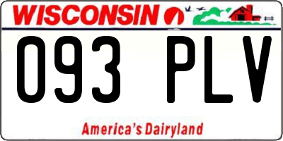 WI license plate 093PLV