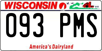 WI license plate 093PMS