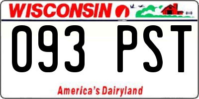 WI license plate 093PST