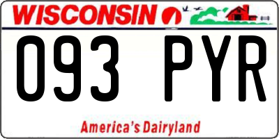WI license plate 093PYR