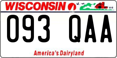 WI license plate 093QAA