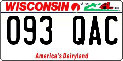 WI license plate 093QAC