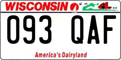 WI license plate 093QAF