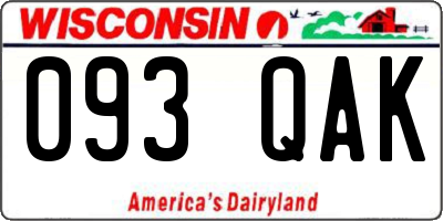 WI license plate 093QAK