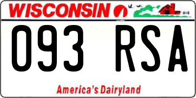 WI license plate 093RSA
