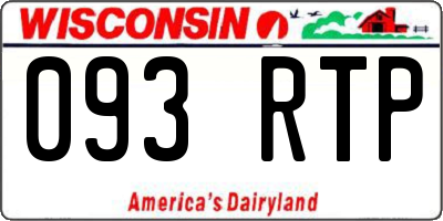WI license plate 093RTP