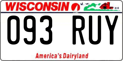 WI license plate 093RUY