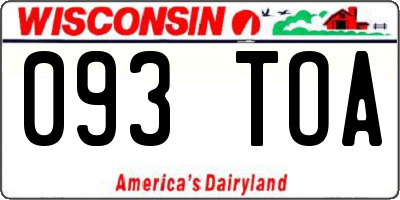 WI license plate 093TOA