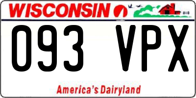 WI license plate 093VPX