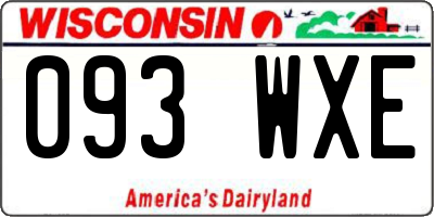 WI license plate 093WXE