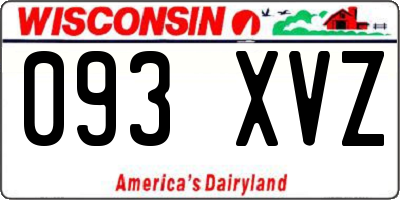 WI license plate 093XVZ