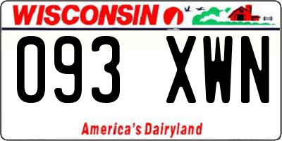 WI license plate 093XWN