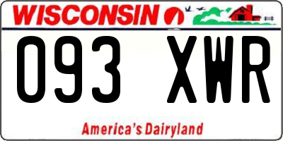 WI license plate 093XWR