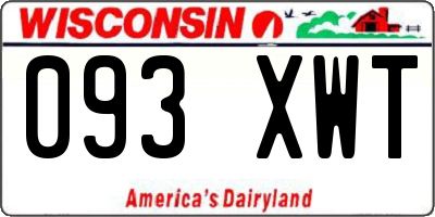 WI license plate 093XWT