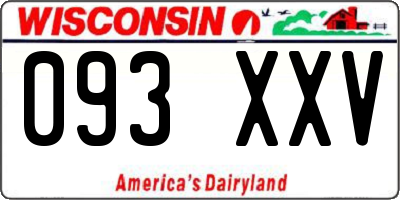 WI license plate 093XXV