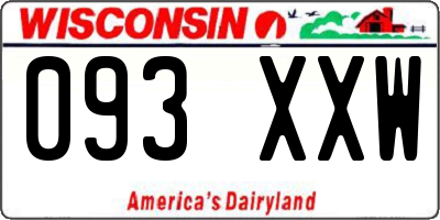WI license plate 093XXW