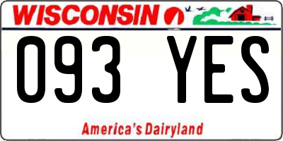 WI license plate 093YES