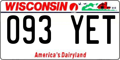 WI license plate 093YET