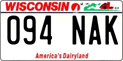 WI license plate 094NAK