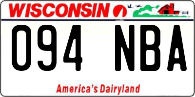 WI license plate 094NBA