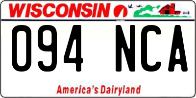 WI license plate 094NCA