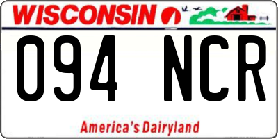 WI license plate 094NCR