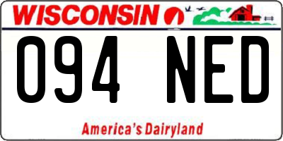 WI license plate 094NED