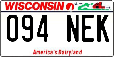 WI license plate 094NEK